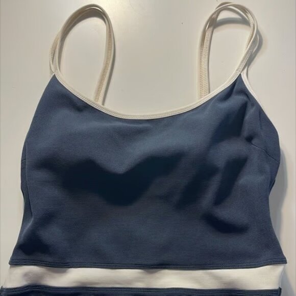 Anne Cole Collection Blue White High Cut Swimsuit Size 14 EUC #M-328 - Picture 2 of 7